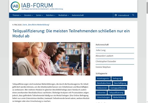 Vorschaubild Teilqualifizierung: Die meisten Teilnehmenden schließen nur ein Modul ab - IAB-Forum