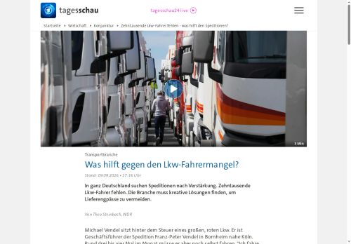 Vorschaubild Zehntausende Lkw-Fahrer fehlen - was hilft den Speditionen?