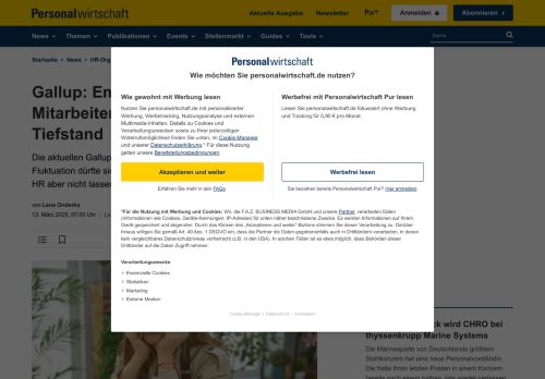 Vorschaubild Gallup Engagement Index 2025: Emotionale Mitarbeiterbindung auf Tiefstand