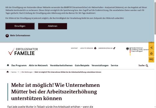 Vorschaubild Mehr ist möglich! Wie Unternehmen Mütter bei der Arbeitszeiterhöhung unterstützen können - Erfolgsfaktor Familie