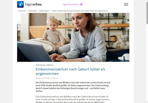 Vorschaubild Studie: Einkommensverlust für Mütter nach Geburt höher als angenommen