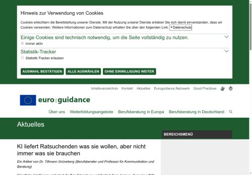 Vorschaubild KI liefert Ratsuchenden was sie wollen, aber nicht immer was sie brauchen -  Euroguidance Deutschland