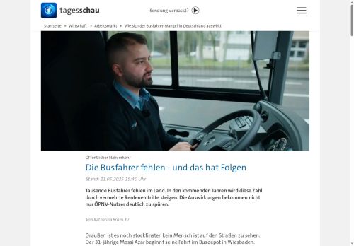 Vorschaubild Wie sich der Busfahrer-Mangel in Deutschland auswirkt